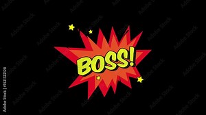 Boos! Word Retro Cartoon Comic Bubbles Popup Style Expressions, Comic style text video animation, boos comic text message animation on black and green screen screen background.4K