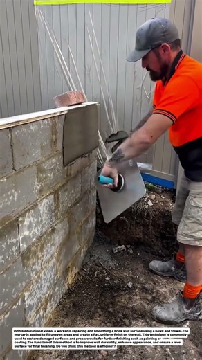 Brick Wall Plaster Repair with Hawk and Trowel Technique | Smooth Surface Finishing.