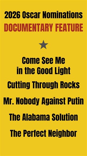 Oscar Nominees for Best Documentary Feature Film 2026 #oscars2026 #oscarnominee