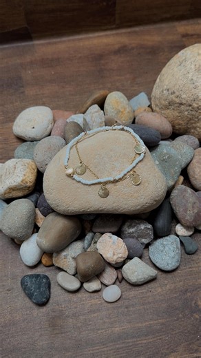 White Bead & Gold Clam Anklet Set, 24K Gold Layered Anklets 2 Pack - Etsy