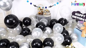 Black and Silver Balloons, Black White Balloons, Pearl Silver White Balloon Confetti Balloon for Birthday Party Baby Shower Gender Reveal Wedding Anniversary Graduation Decor