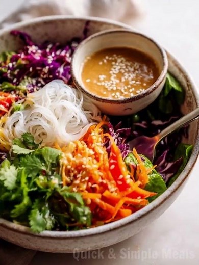 Refreshing Spring Roll Salad, Peanut Dressing