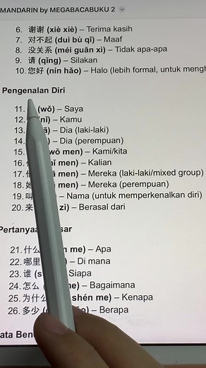 Kosakata Dasar Mandarin untuk Pengenalan Diri