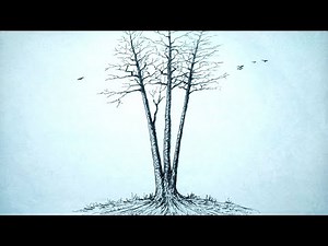 How to draw Three Trees || Three Trees That Have Intertwined Roots