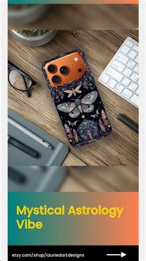 Moth & Moon iPhone 17 Case, Witchy Cottagecore Phone Cover, Protective Tough Case