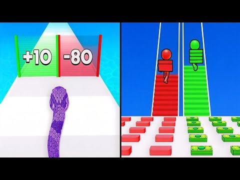 Snake Run vs Bridge Race - Max Levels Unlocked Speedrun Gameplay