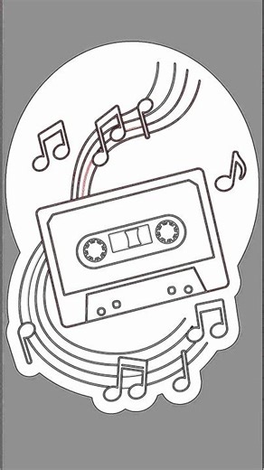 How to Draw an Easy Retro Cassette & Music Notes for Beginners