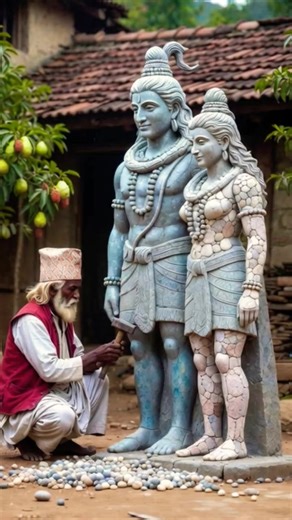 Shiva Parvati Stone Art: Intricate Stone Carving
