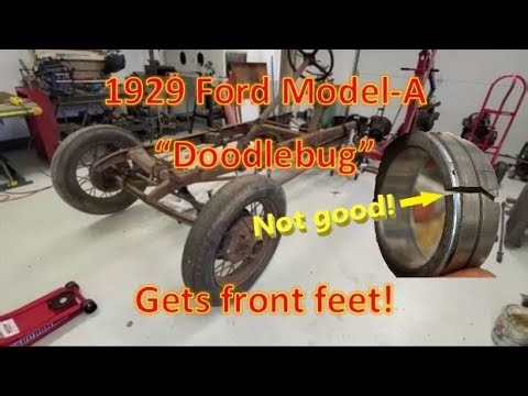 1929 Ford Model-A Doodlebug Part 6 - Complete front spring pack rebuild, mounting tires and wheels!