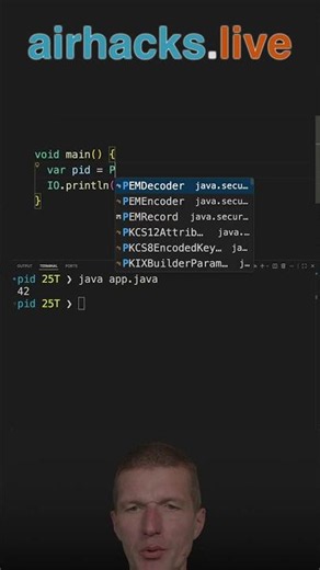 IO.println the PID #java #shorts #coding #airhacks