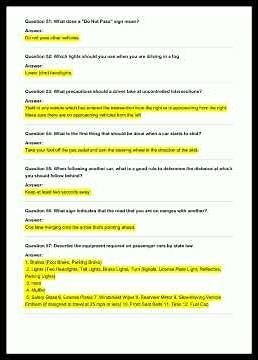 Texas Drivers Handbook Questions & Answers Exam Qu video