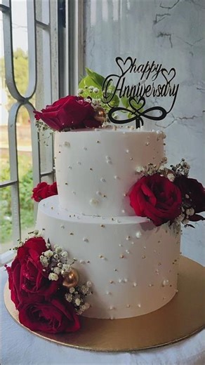 easy anniversary cake design 🥳🔥 #shorts