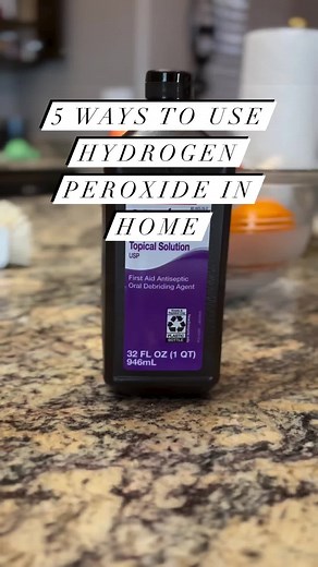Here are 5 ways you can use hydrogen peroxide in your home: #1 Disinfectant your drains! Gets rid of all those germs and stink hanging out! #2 Disinfect your toilet! Add about a cup, brush around to make sure all surfaces get wet, let sit for two hours, drop in a little dish soap, scrub and flush. #3 Disinfect your fruit and vegetables. #4 Sanitize those countertops #5 Bleach Alternative either in the bleach cup or directly in the bin. #hydrogenperoxide #hydrogenperoxidecleaner #homehacks #nonto