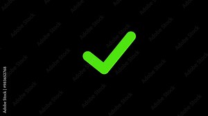White and Green check mark on transparent background. Check mark symbol. approved tick mark icon, Check mark icon animation , right mark icon. check box, tick box, green checkmark.