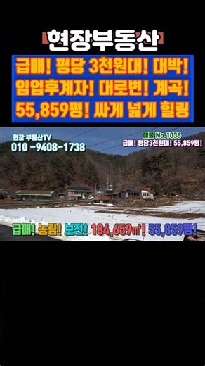 급매 임야 매매 평당3천원대 대로변 자연인 55859평 #급매 #부동산 #임야 #대로변 #자연인 #방북리