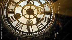 Steampunk Clockwork Room Interior Time Gears Industrial Fantasy Background