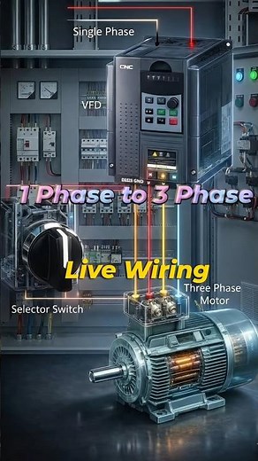 Single Phase to 3 Phase VFD Wiring Connection | VFD Control with Selector Switch #singlephase #shots