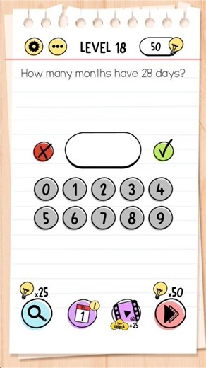 How many months in 28 days brain 🧠 test level 18 #gaming #braintest #animecosplay