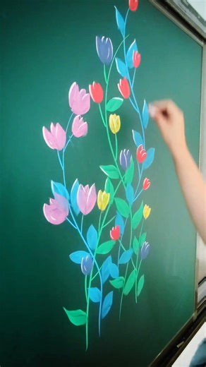 Chalk Drawing of Tulips Easy Tutorial #chalkart #drawing #artvideo