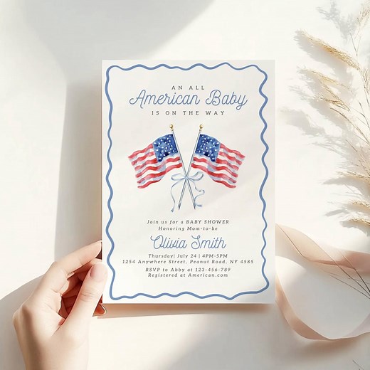 All American Baby Shower Invitation Template Red White and Due 4th of July Baby Shower Made in the USA Baby Shower Editable Patriotic Shower - Etsy