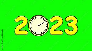 Year change from 2023 to 2024 with 30 seconds timer effect on green screen background