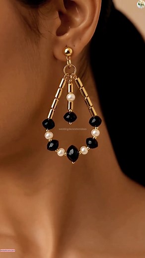 11K views · 193 reactions | DIY Chic Earrings with Black Beads and Pearls 懶 | Wedding Decoration Ideas | Facebook