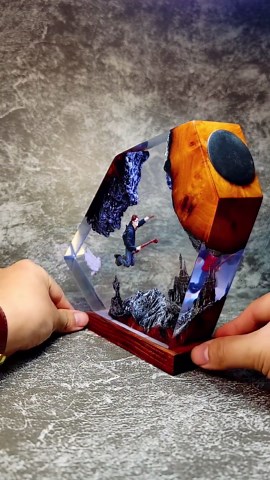 Handmade Enchanted Wizard Lamp – Floating Spellcaster, Owl, Magical Portal Resin Decor - Etsy