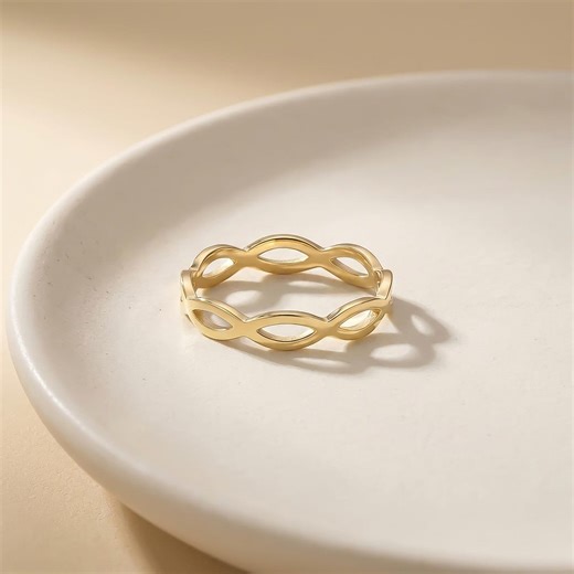 14K Solid Gold Infinity Ring, Minimal Openwork Eternity Band for Women - Etsy