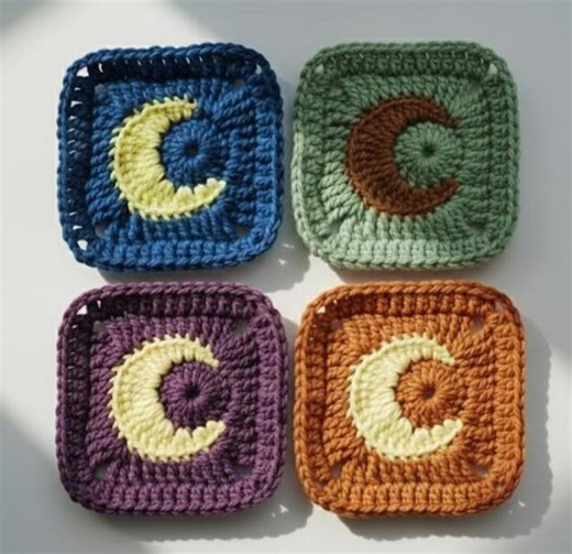 Moon Granny Crochet Pattern PDF | Crescent Motif for Bags, Blankets & Pillows - Etsy