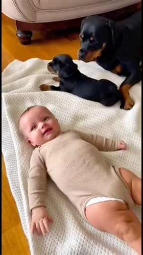 Rotweiller Puppy is very Exited to play with baby🤣😍😅🤩😜 #fyp # dog #dogs #puppy #dogs