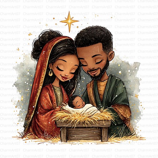African American Nativity Watercolor Clipart: Christmas Scenes (digital Download) - Etsy