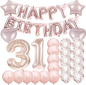Sweet 31th Birthday Decorations Party Supplies,Rose Gold Number 31 Balloons,31th Foil Mylar Balloons Latex Balloon Decoration,31th Birthday for Women,Men