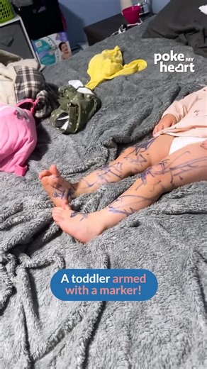 3.1M views · 18K reactions | An artist was born today藍 #drawing #toddlers #surprise #bedtime #love | Poke My Heart | Facebook