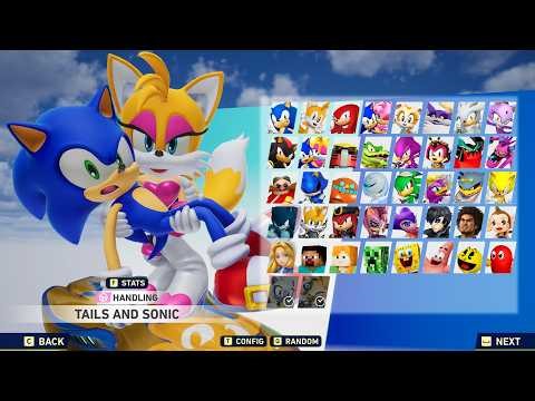 Female Tails is Holding Sonic at His hands in Sonic Racing Crossworlds (Alternative Dimension Tails)