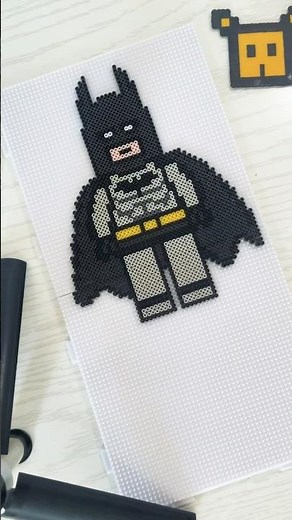 Lego Batman with Perler Beads | Fuse Bead Pixel Art #shorts #batman #perlerartist #perlers #diyart