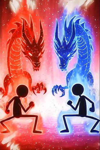 Red vs Blue Dragon Clash 🐉 Epic Stickman Battle | Ultimate Power Fight #shorts