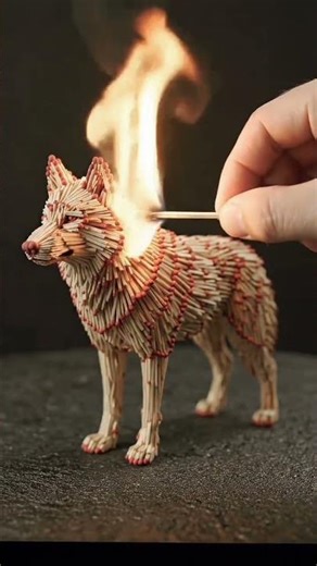 Matchstick Wolf Fire Trick 😱 #fireworks #matchbox #matchsticktrick