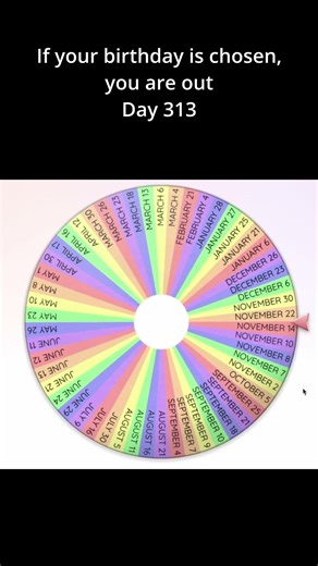 If your birthday is chosen, you are out. Day 313