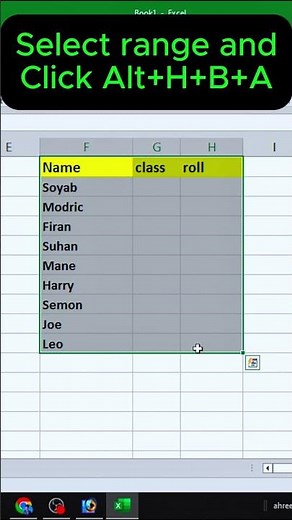 How to Apply All Borders in Excel Using shortcut key Quick Tutorial Shorts 2025#excel#exceltutorial