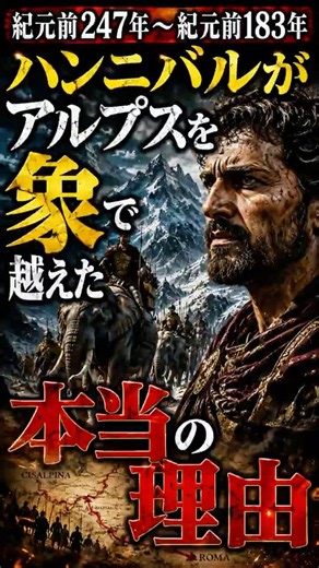【30秒で解説】ハンニバルがアルプスを象で越えた本当の理由 #歴史 #ヒストリーアーカイブ #歴史解説 #ハンニバル