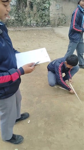 Students learning Perimeter & Area of the school ground through practical activities ###