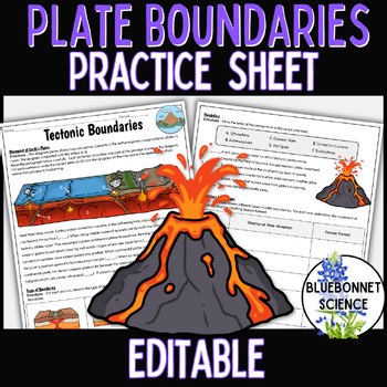 Plate Tectonic Boundaries Geological Formations Practice Worksheet TEKS 7.10B