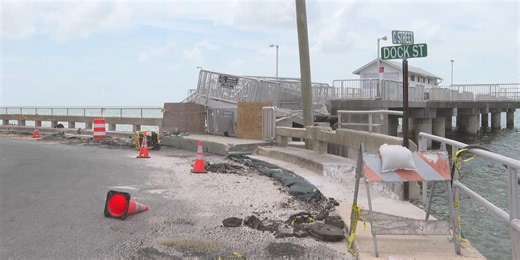 The Cedar Key pier is under construction