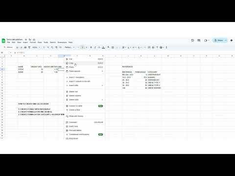 [EASY] [TUTORIAL] How to create BMI Calculation with BMI Category in Google Spreadsheet 2026. Simple