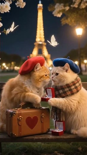 Romantic Cat Couple in Paris | Bardali Nepali Song 🐾💖 #cat
