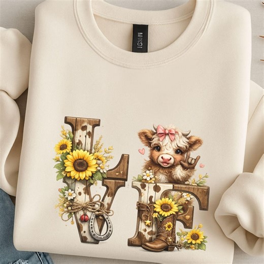 ASL Love Cow PNG Clipart, Sign Language Sunflower Western Art, Digital Download - Etsy Australia