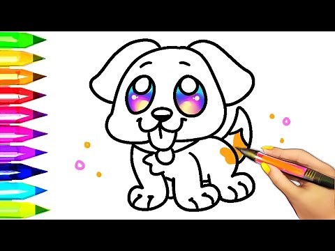Easy Dog Coloring Pages for Kids | Learning Colors with Puppy Coloring Book
