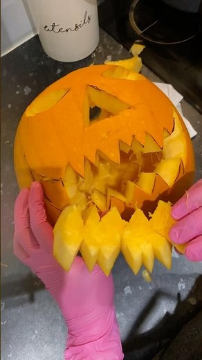 Carving a Classic Pumpkin Face for Halloween” Pumpkin Face Mode: Activated 👀🔥