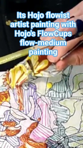 its Hojo flowist artist painting with Hojo's FlowCups, flow-meduim