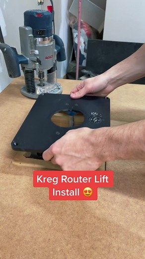 Installing the @kregtool Precision Router Lift, it’s looking NICE 🪵😍 #woodworking #boschpowertools #router @Bosch Power Tools #etsyshop #maker #woodworker #cuttingboard @DeWALTOfficial